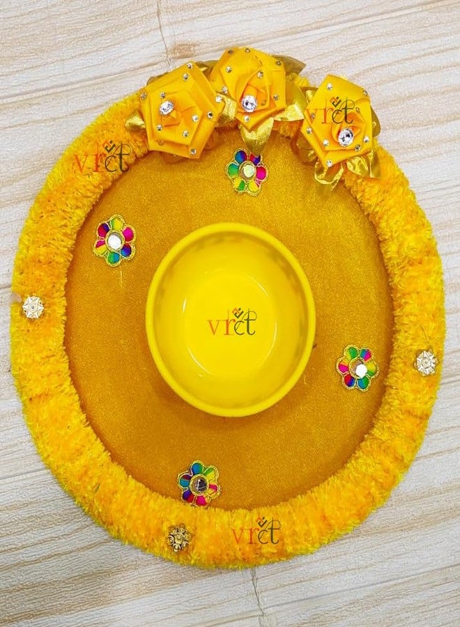 VRCT Decorative Haldi Platter/Thali for Wedding Ceremony for Bride and Groom for Haldi Decoration (Modern Haldi Thali) - Image 1